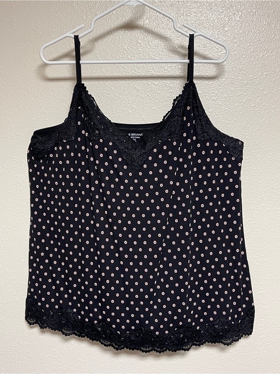 Lane Bryant Tops - Lane Bryant Black Cami with Polka Dots & Lace Trim